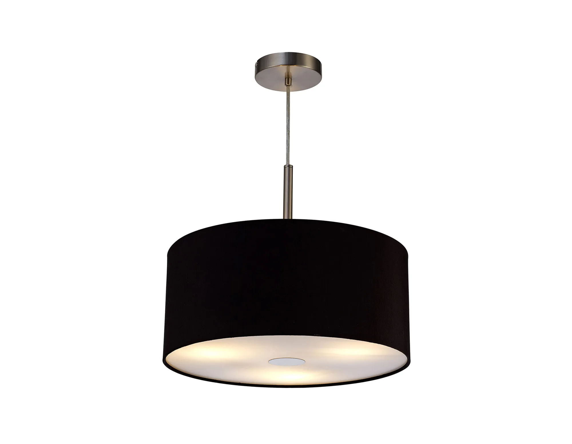 Baymont 40cm 3 Light Pendant Satin Nickel, Midnight Black/Green Olive, Frosted Diffuser DK0443  Deco Baymont SN BL/GR